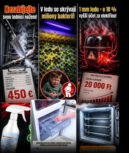 【Bez vypnutí lednice】Nano Odmrazovač (Certifikováno ECHA) | Rozpustí 10cm led za 45s, 6 měsíců bez námrazy