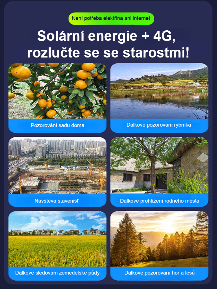 Mobilní dálková ultra HD plnobarevná noční vidění venkovní vodotěsná solární kamera