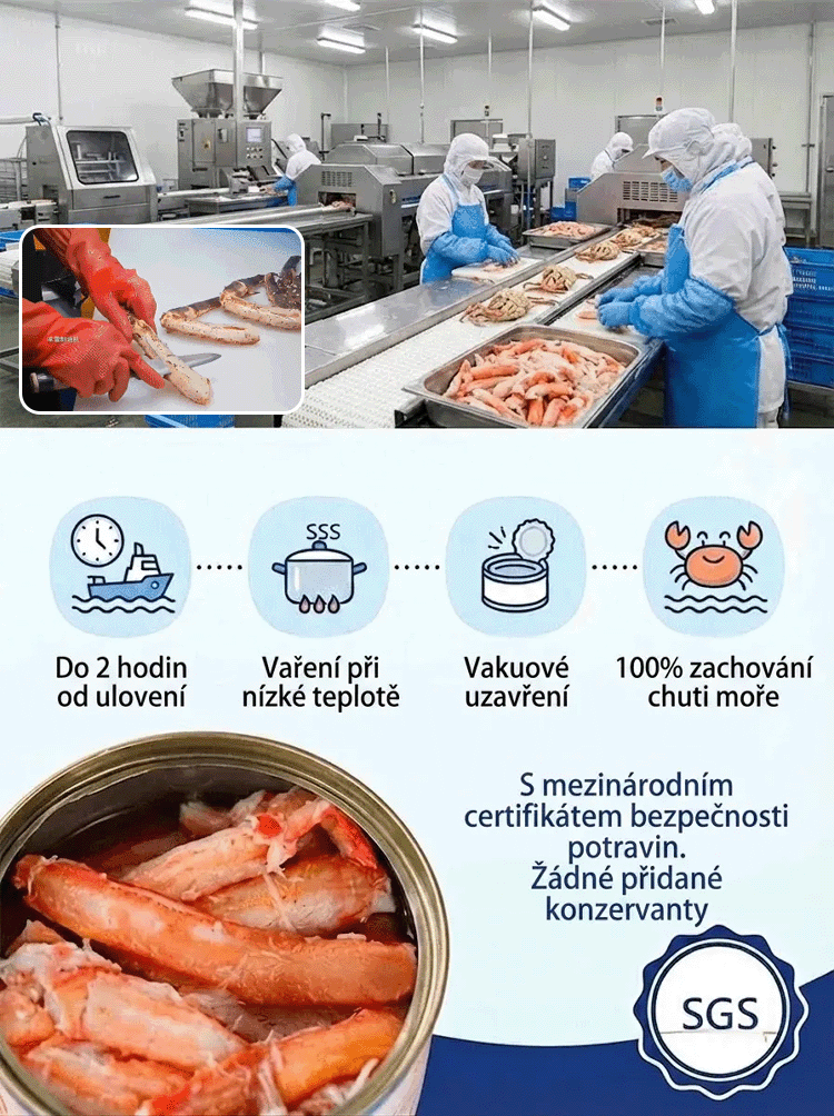 【SLEVA 50 %】100% Pravé maso z královského kraba 🦀 | Hlubokomořský úlovek bez škrobu (Ihned k jídlu)