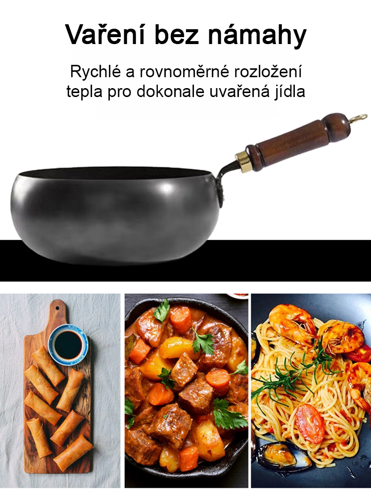 Autentická japonská ručně kovaná pánev | Zdravá, 0 % chemie, nelepí a odolá kovovým špachtlím