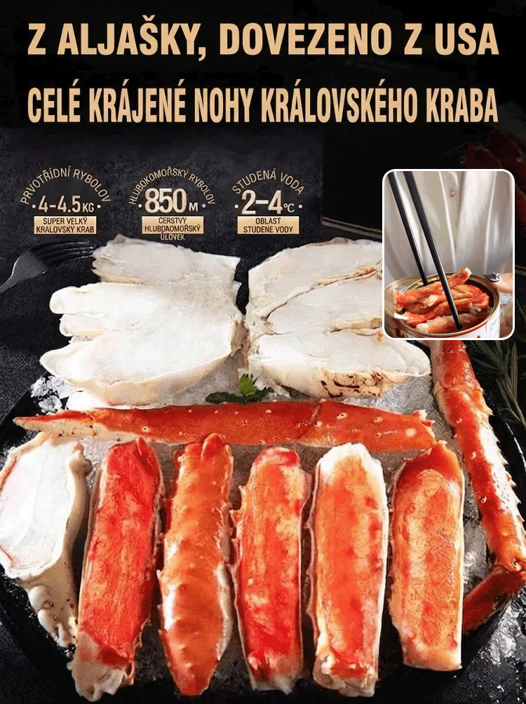 【SLEVA 50 %】100% Pravé maso z královského kraba 🦀 | Hlubokomořský úlovek bez škrobu (Ihned k jídlu)