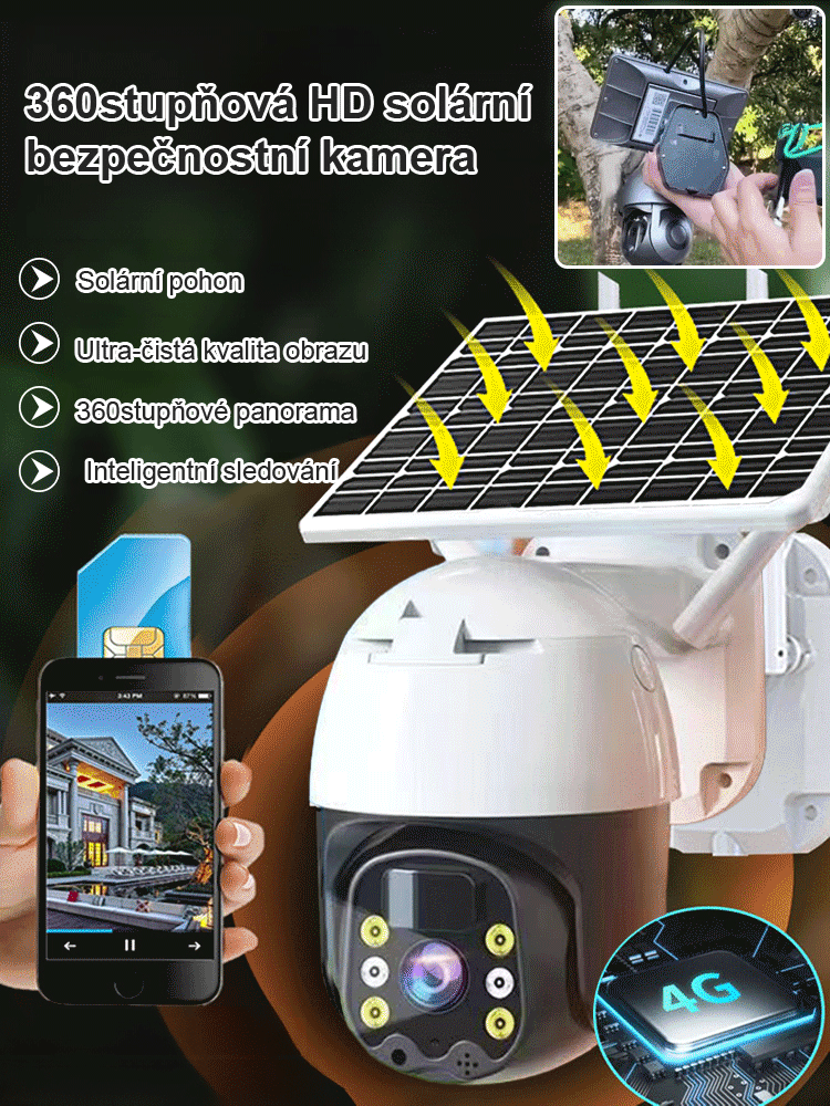 Mobilní dálková ultra HD plnobarevná noční vidění venkovní vodotěsná solární kamera