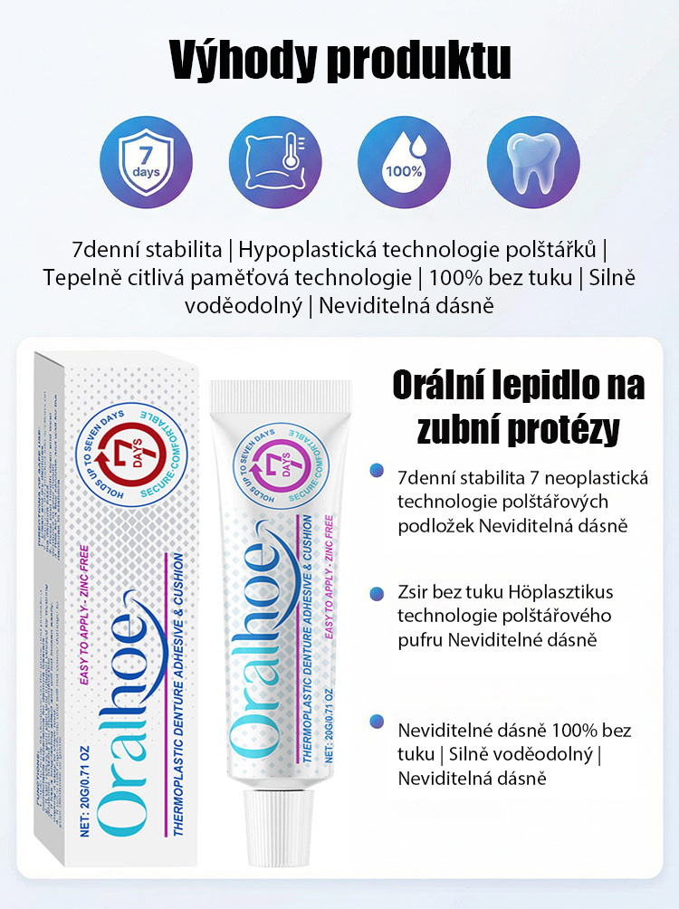 【Potravinářský】termoplastický adhezivní prostředek na zubní protézy