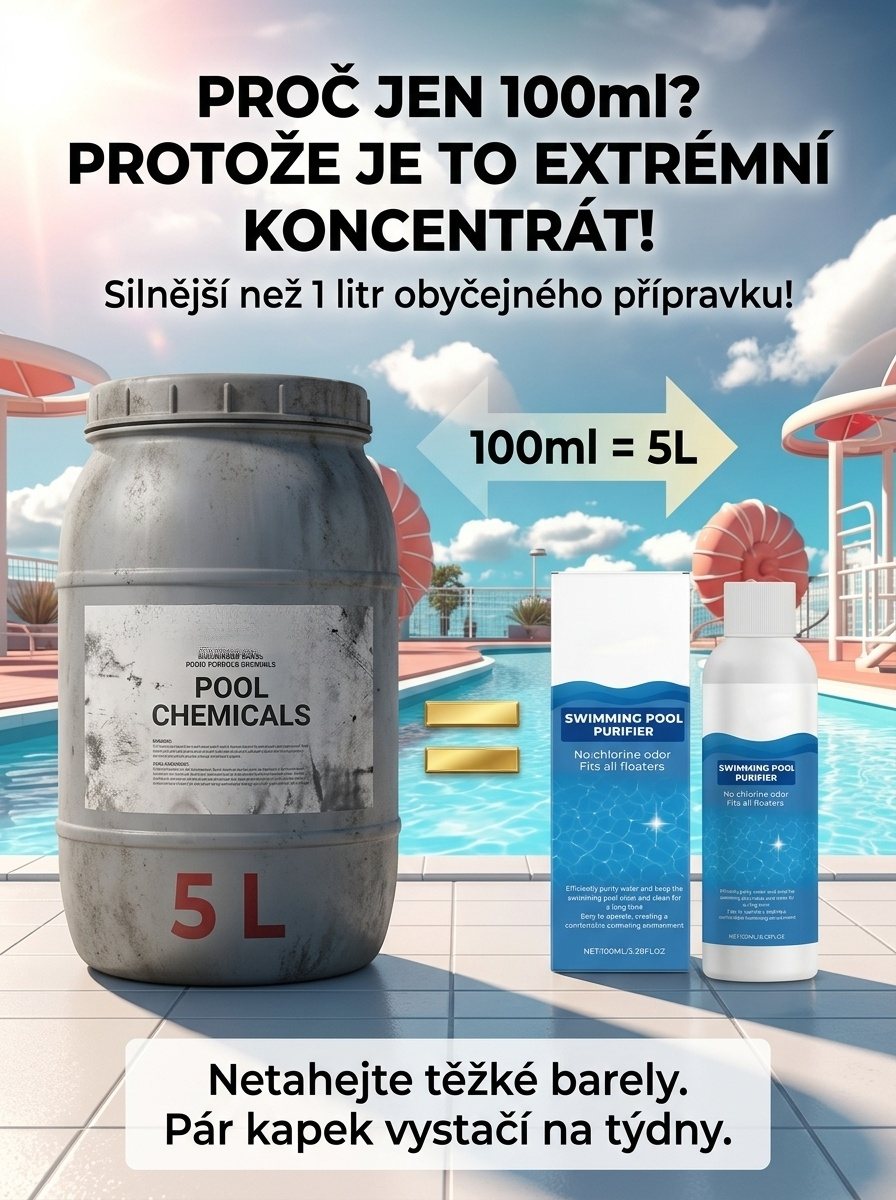 🔥 [1 Lahvička = 10kg Chlóru] Německý Extrémní Koncentrát pro Křišťálový Bazén