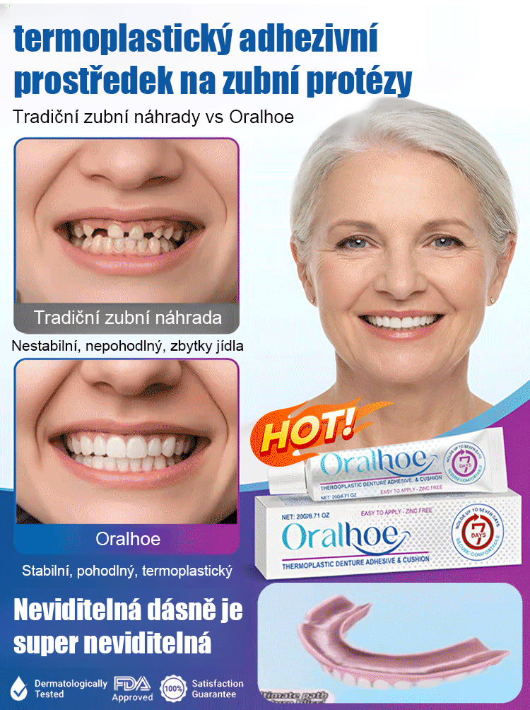 【Potravinářský】termoplastický adhezivní prostředek na zubní protézy