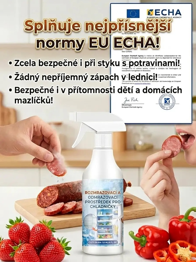 【Bez vypnutí lednice】Nano Odmrazovač (Certifikováno ECHA) | Rozpustí 10cm led za 45s, 6 měsíců bez námrazy