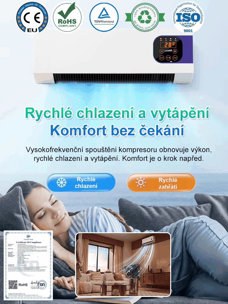 【Udržujte místnost v chladu】Nástěnná klimatizace s funkcí vytápění a chlazení