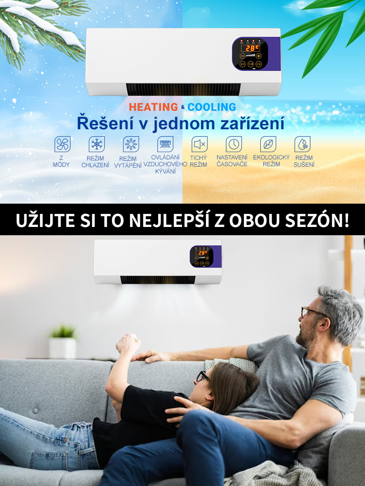 【Udržujte místnost v chladu】Nástěnná klimatizace s funkcí vytápění a chlazení