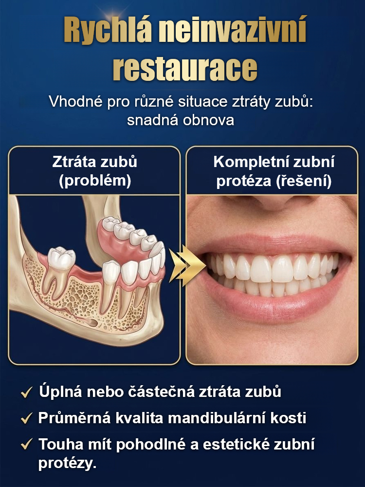 Prémiová zubní protéza bez zubaře | Silná přilnavost pro bezstarostné žvýkání