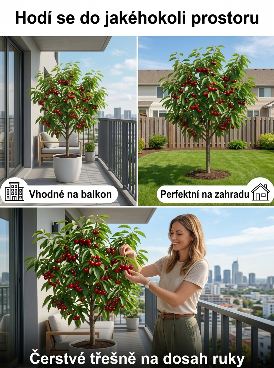 🏆 LÍDR NA TRHU | Sazenice třešně Regina bez pecek (30g plody) | 30% cukru | Letos zasadíte, letos sklidíte!