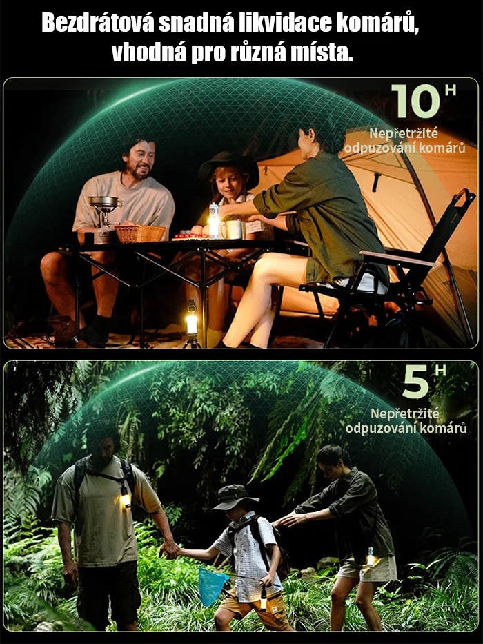 Multifunkční magnetický odpuzovač komárů a kempingová svítilna