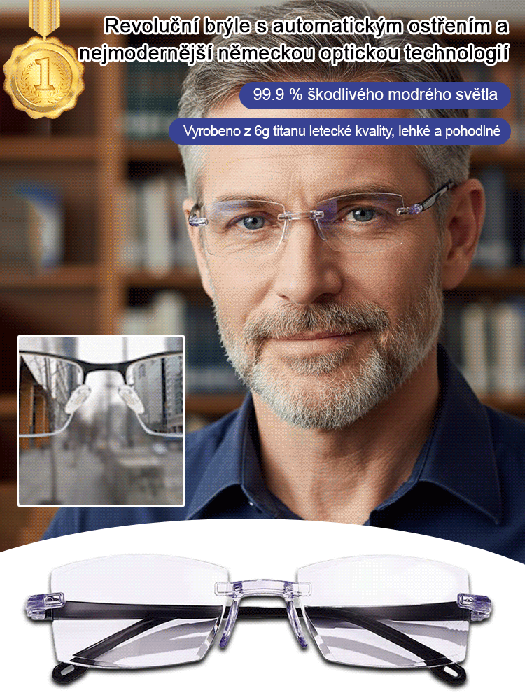 Německé chytré brýle Autofocus Progres™ | Filtr modrého světla | Akce 1+1 ZDARMA ✨