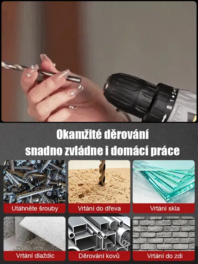 🧰🧰🧰【Žhavý výprodej】Německá lithiová akumulátorová příklepová vrtačka pro domácnost