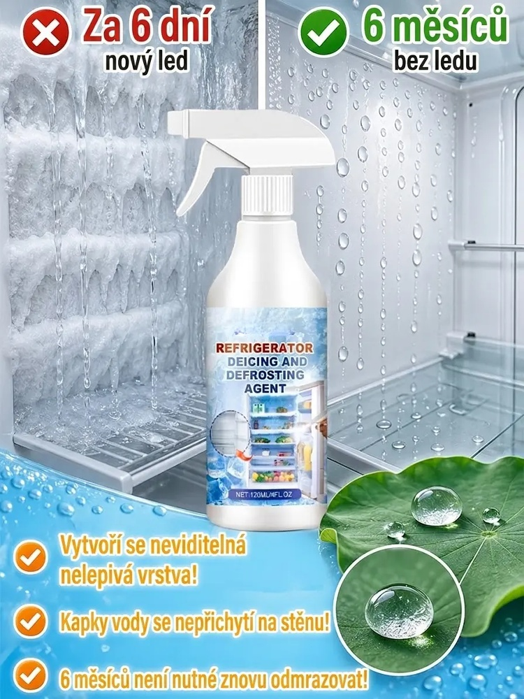 【Bez vypnutí lednice】Nano Odmrazovač (Certifikováno ECHA) | Rozpustí 10cm led za 45s, 6 měsíců bez námrazy