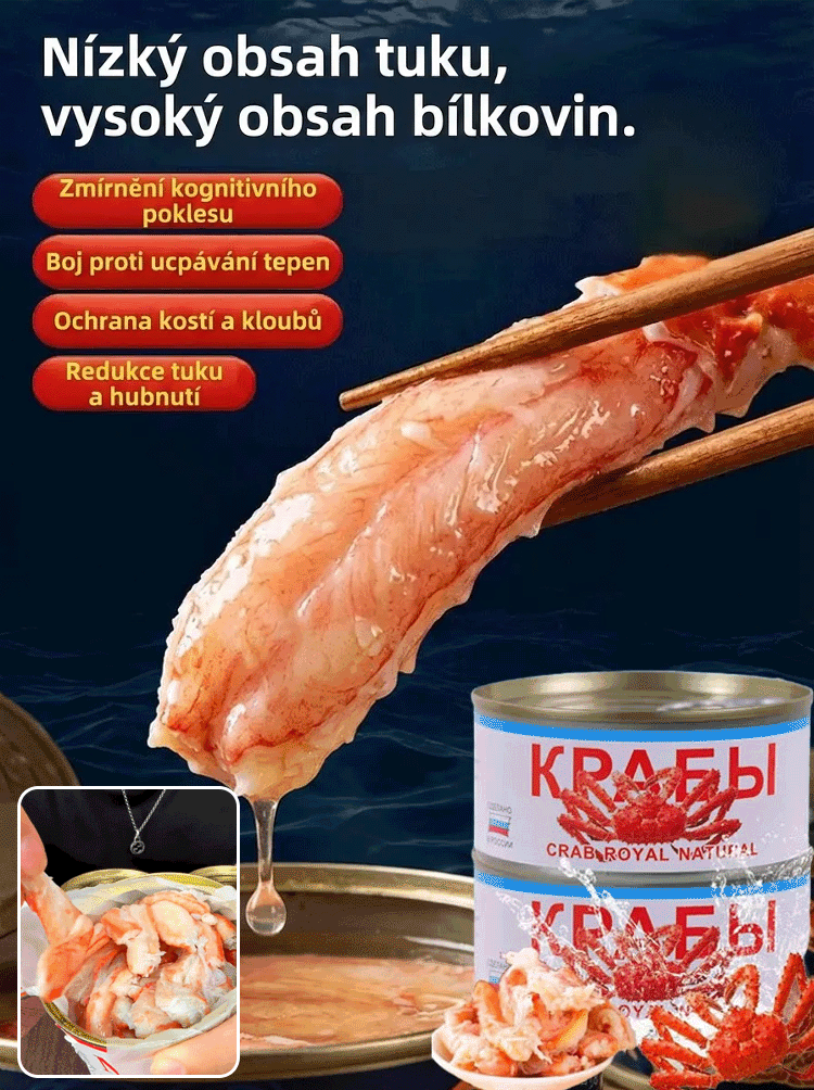 【SLEVA 50 %】100% Pravé maso z královského kraba 🦀 | Hlubokomořský úlovek bez škrobu (Ihned k jídlu)