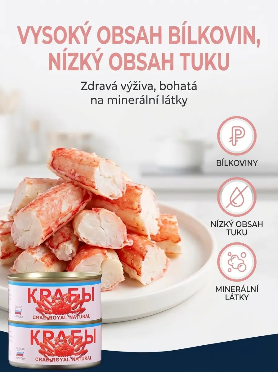 【SLEVA 50 %】100% Pravé maso z královského kraba 🦀 | Hlubokomořský úlovek bez škrobu (Ihned k jídlu)