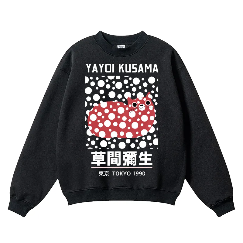 Yayoi Kusama Dot Cat Wrinkle-Resistant Crewneck Sweatshirt