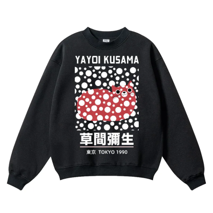 Yayoi Kusama Dot Cat Wrinkle-Resistant Crewneck Sweatshirt