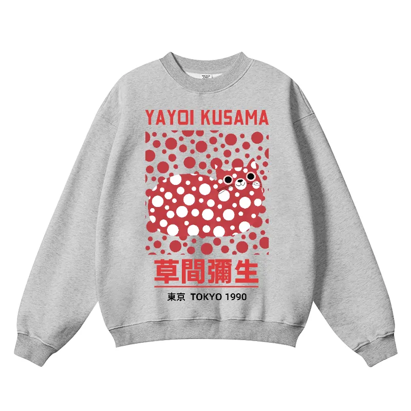 Yayoi Kusama Dot Cat Wrinkle-Resistant Crewneck Sweatshirt