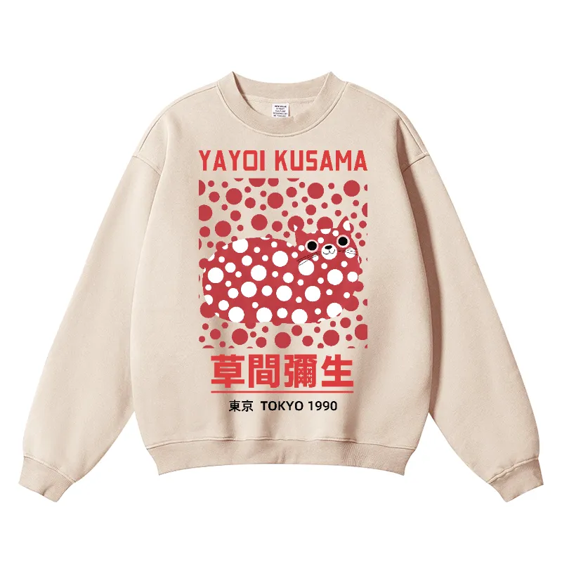 Yayoi Kusama Dot Cat Wrinkle-Resistant Crewneck Sweatshirt