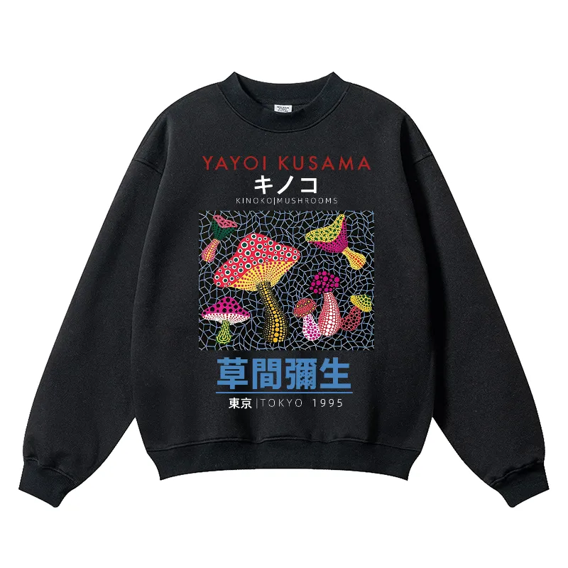 Yayoi Kusama Mushroom Wrinkle-Resistant Crewneck Sweatshirt