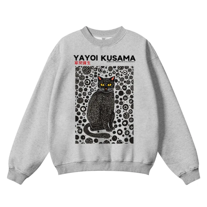 Yayoi Kusama Black Cat Wrinkle-Resistant Crewneck Sweatshirt