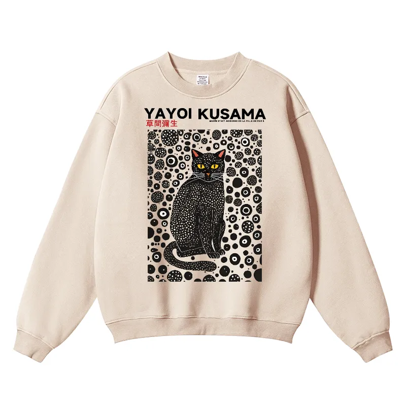 Yayoi Kusama Black Cat Wrinkle-Resistant Crewneck Sweatshirt