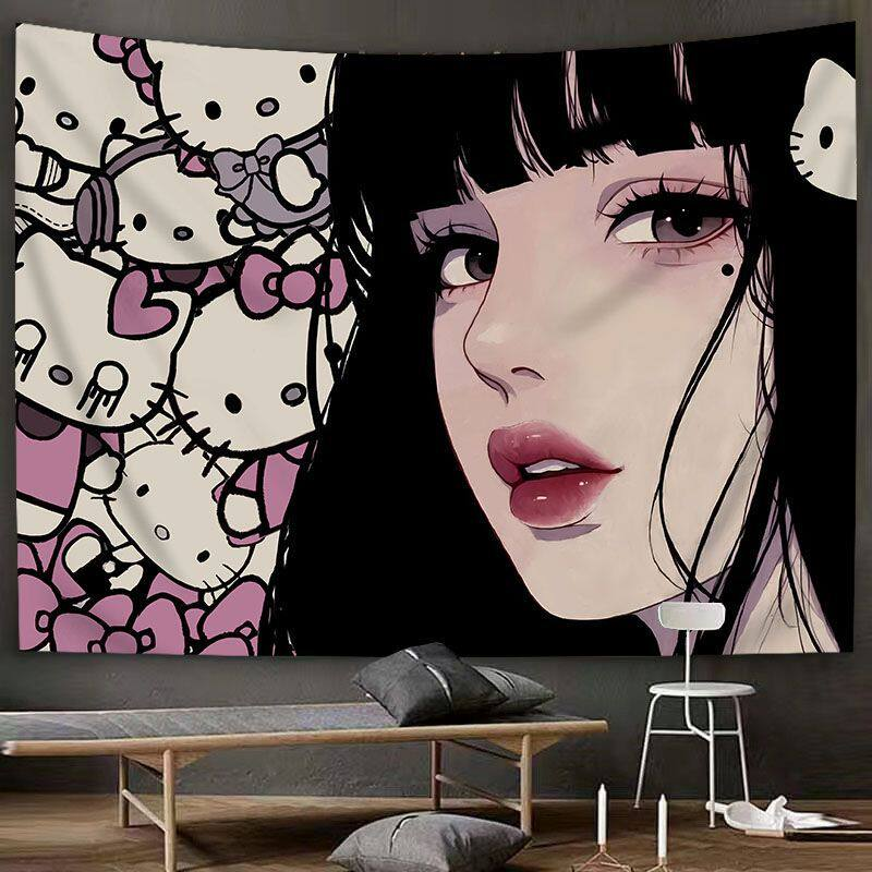 Kitty Anime Girl Hyuuga Hinata Indoor Wall Tapestry