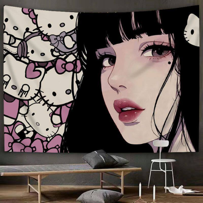 Kitty Anime Girl Hyuuga Hinata Indoor Wall Tapestry