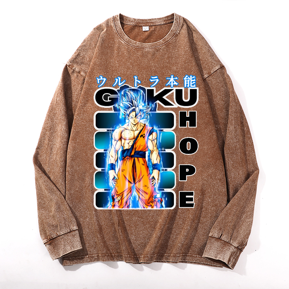 DB Goku Son Vintage Cotton Wash Long-sleeve T-shirt