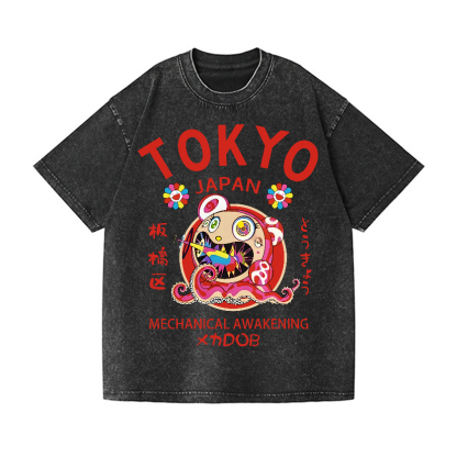Sunflower DOB Octopus Tokyo TM Japan Vintage Wash Japanese Design T-Shirt