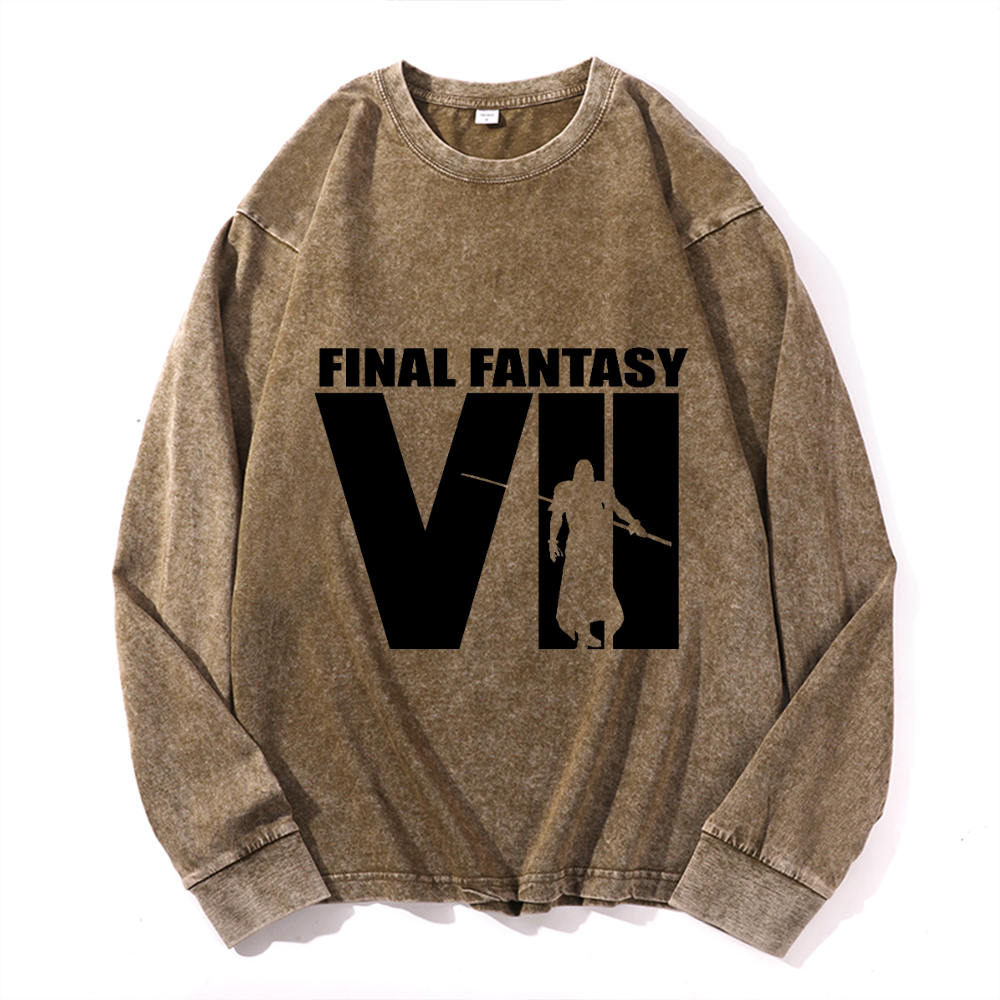 Final Fantasy Vintage Cotton Wash Crewneck Sweatshirt