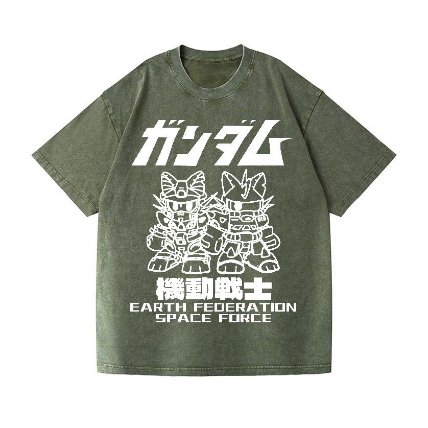 Gundam Cat Vintage Wash Japanese Design T-Shirt
