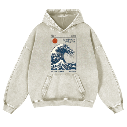 Katsushika Hokusai Vintage Washed Thick Cotton Hoodie