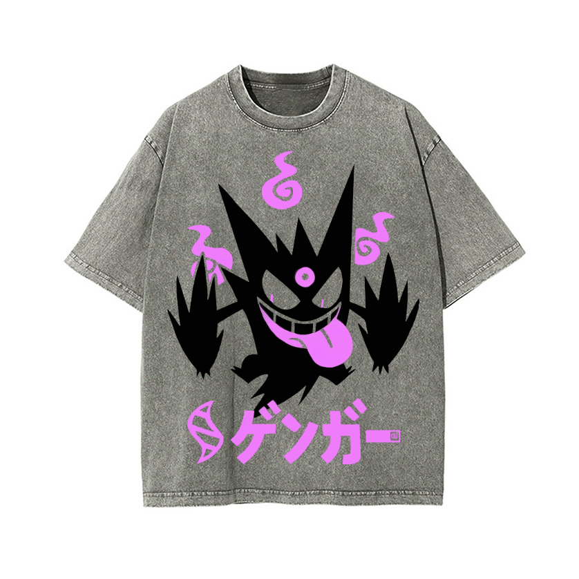 Pokemon Gengar Vintage Wash Japanese Design T-Shirt