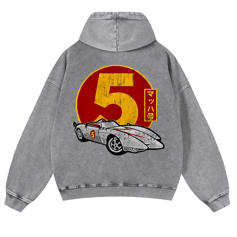 Speed Racer Mach 5 Vintage Washed Cotton Back Art Hoodie