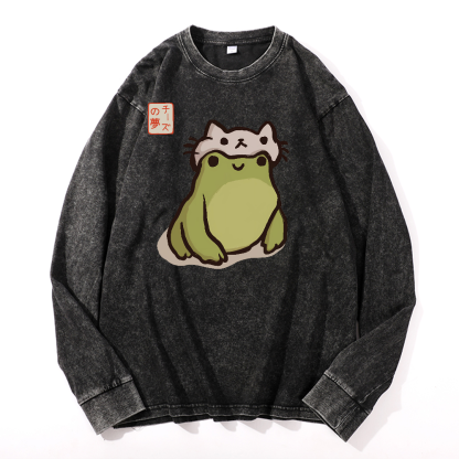 Matsumoto Hoji Frog Vintage Cotton Wash Crewneck Sweatshirt