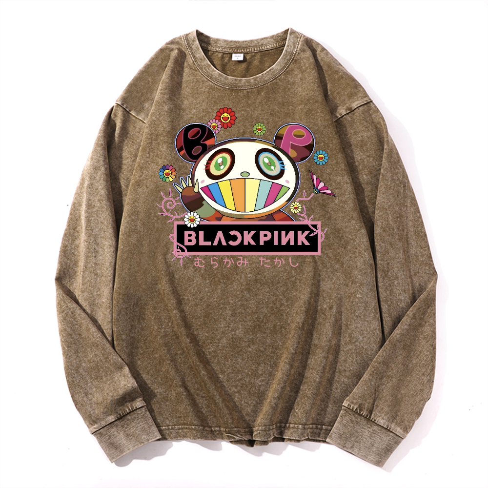 Black Pink TM Vintage Cotton Wash Long-sleeve T-shirt