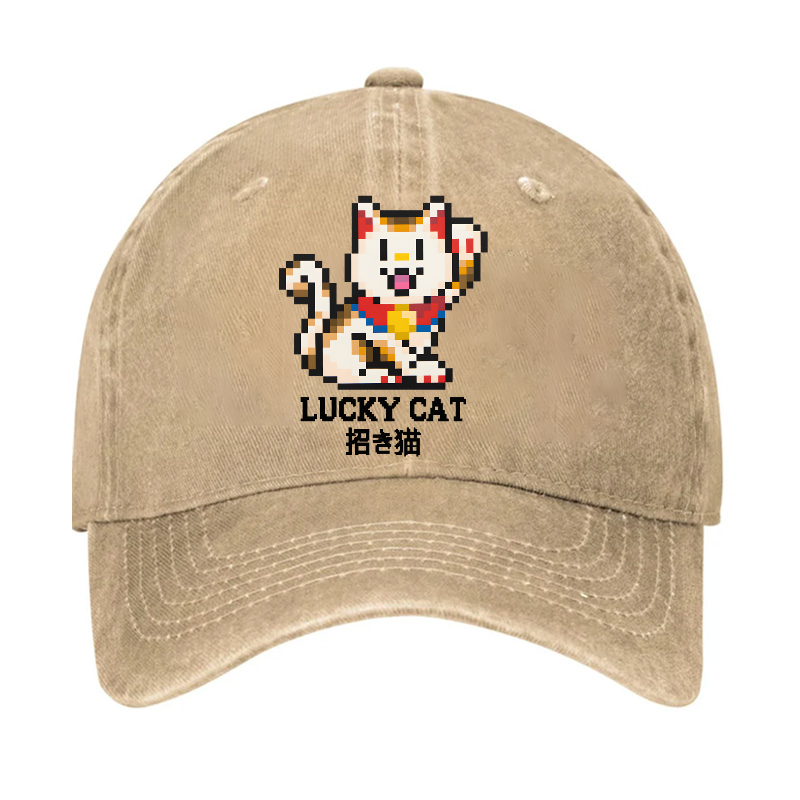 TM Mosaic Lucky Cat Vintage Cotton Cap