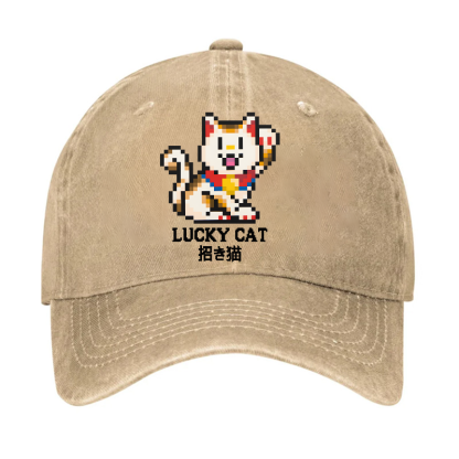 TM Mosaic Lucky Cat Vintage Cotton Cap