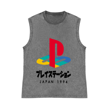 Play Station Pure Cotton Wash-Dyed Sleeveless Tank Top