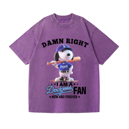 Dodgers Snoopy Baseball Vintage Wash Japanese Design T-Shirt