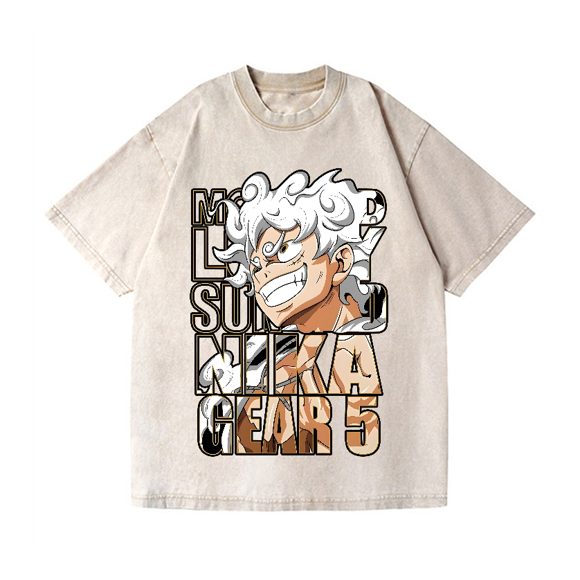 OP Luffy Gear 5 Vintage Wash Japanese Design T-Shirt