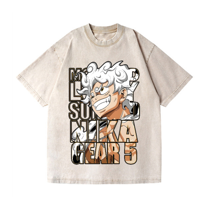 OP Luffy Gear 5 Vintage Wash Japanese Design T-Shirt