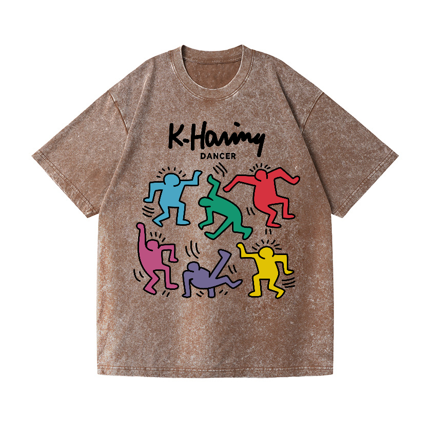 Kaith Haring Dancer Vintage Wash Japanese Design T-Shirt