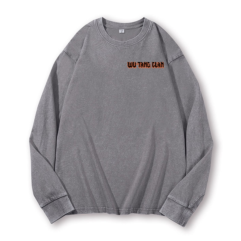 Wu Tang Clan Vintage Washed Cotton Back Art Long-sleeve T-shirt