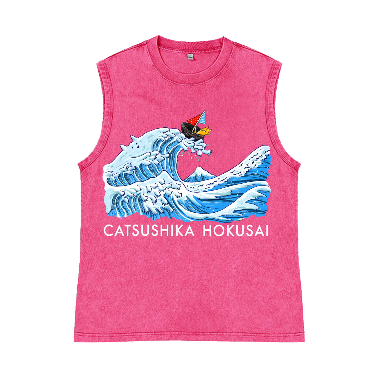 CATSUSHIKA Katsushika Hokusai Pure Cotton Wash-Dyed Sleeveless Tank Top