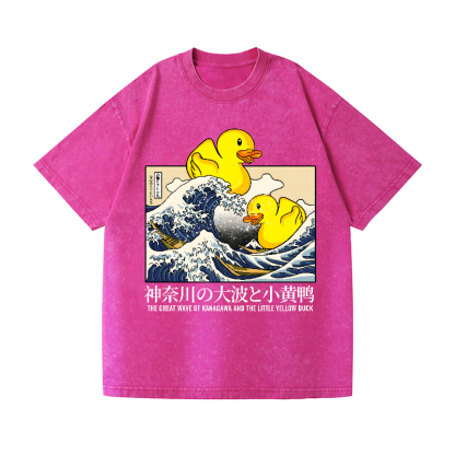 Great Wave Katsushika Hokusai Duck Vintage Wash Japanese Design T-Shirt