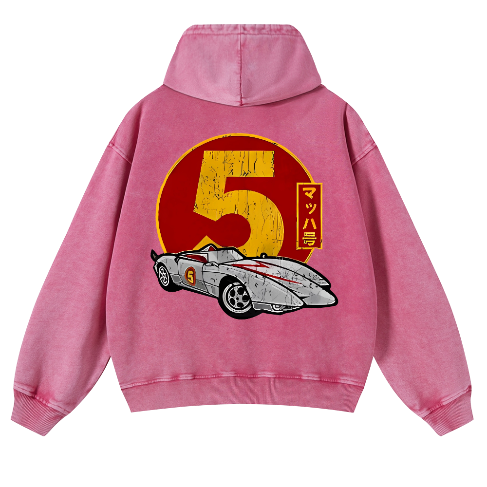 Speed Racer Mach 5 Vintage Washed Cotton Back Art Hoodie