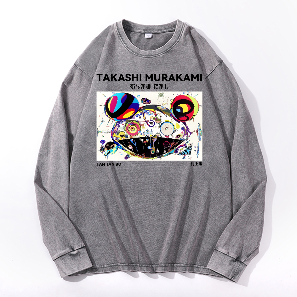 Japan Sunflower Panda TM Vintage Cotton Wash Long-sleeve T-shirt